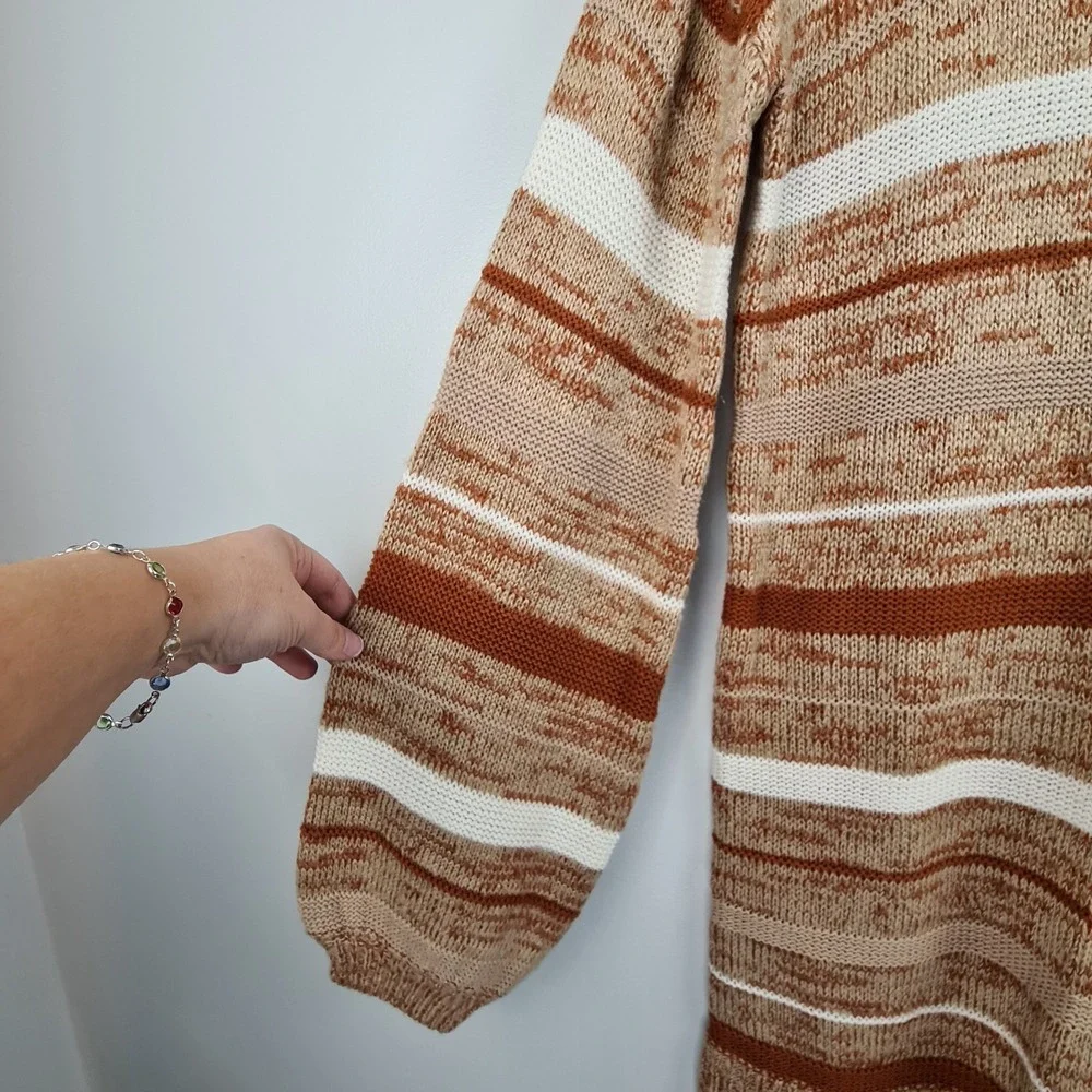 Ten Sixty Sherman Sweater‎ Dress Knit Long Bell Sleeve Crew Neck S/M Striped